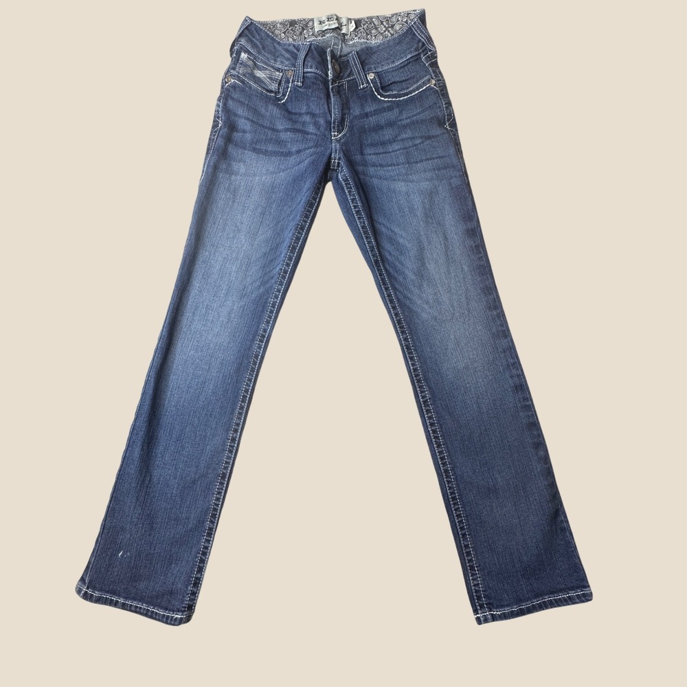 Ariat Jeans Womens 28S Blue REAL Denim Ivy Straight Leg Low Rise Dresden 1002430